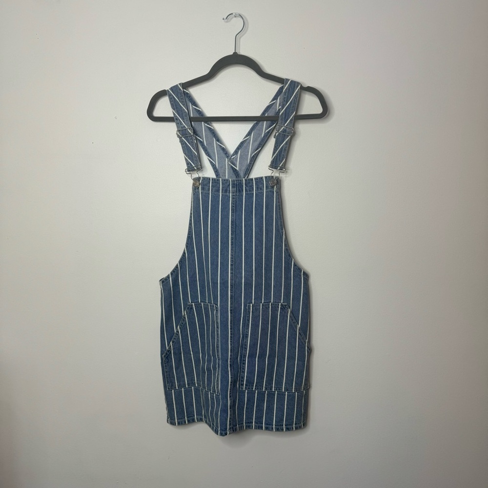 Garage Overall Jean Dress Blue and White Striped